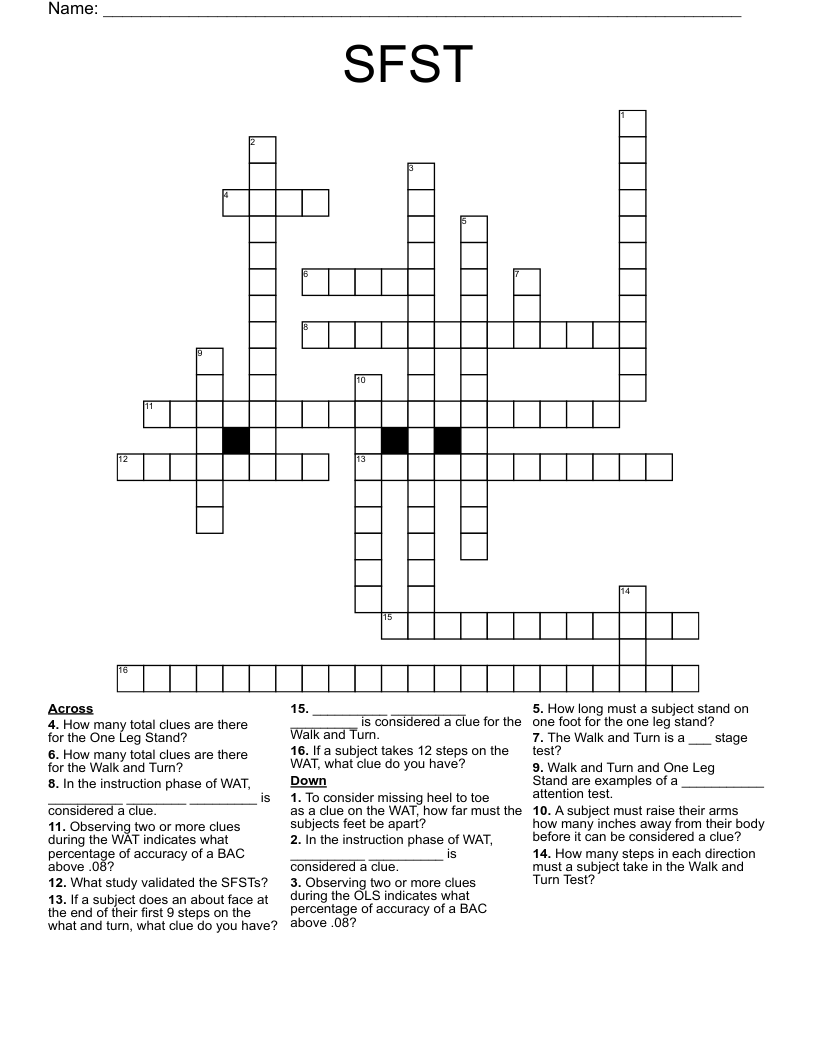 SFST Crossword