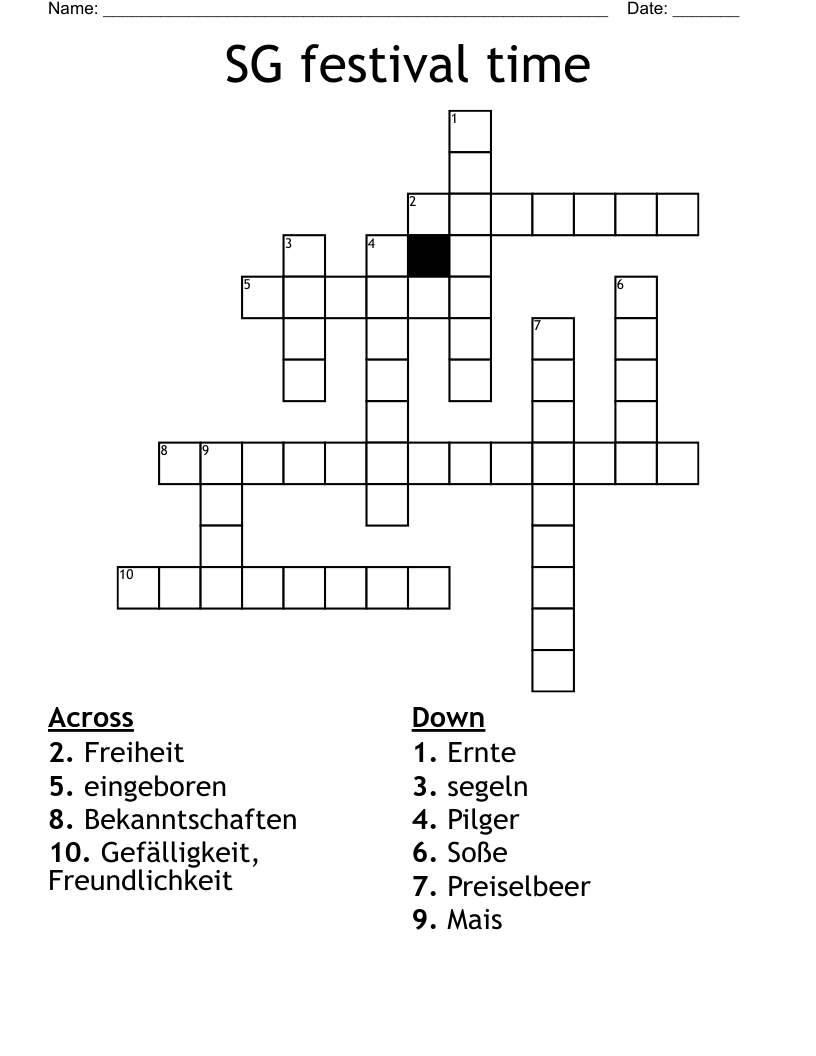 SG festival time Crossword