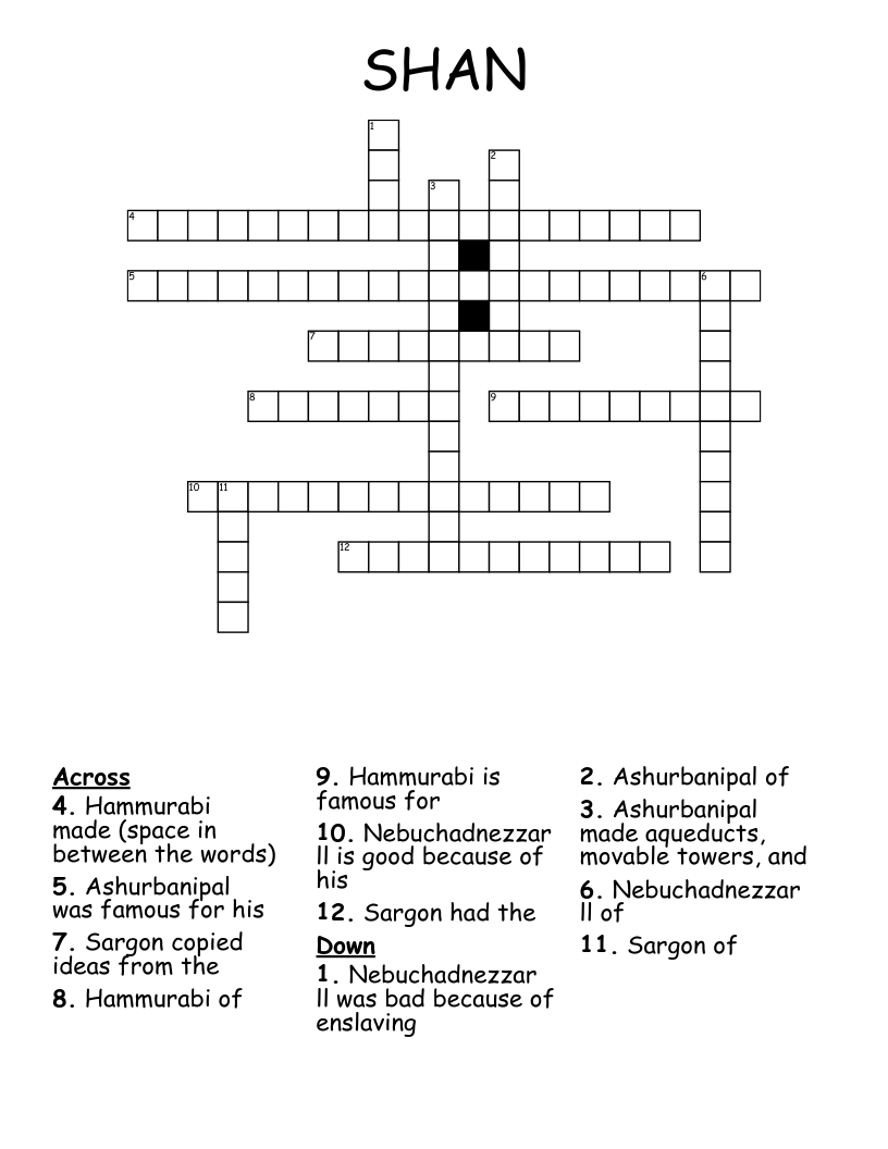 SHAN Crossword
