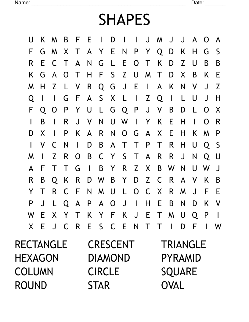 SHAPES Word Search