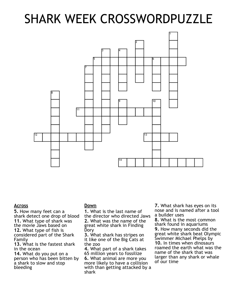 SHARK WEEK CROSSWORDPUZZLE