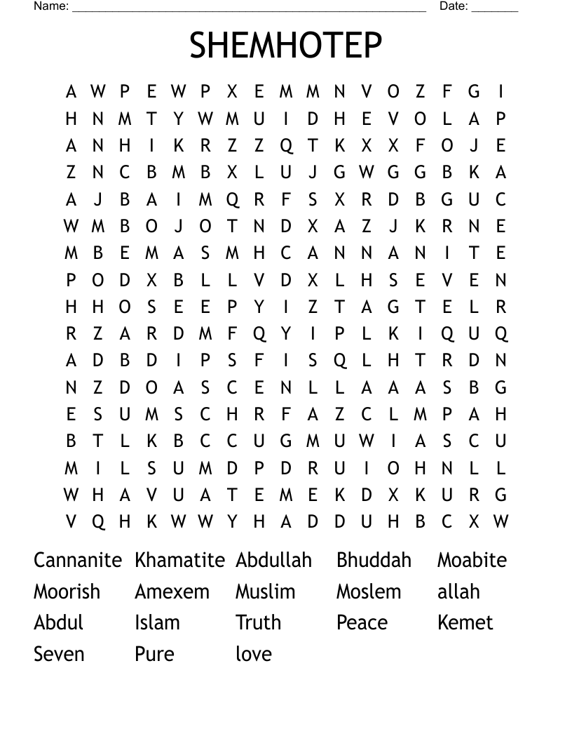 SHEMHOTEP Word Search