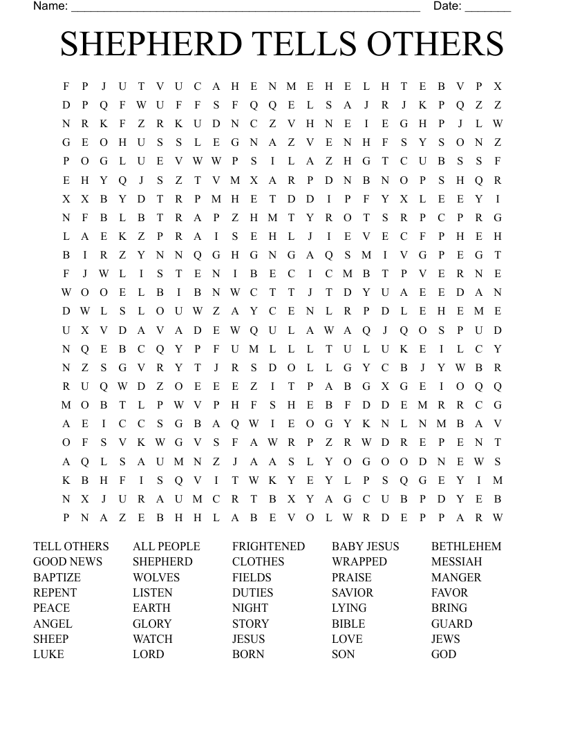 SHEPHERD TELLS OTHERS Word Search