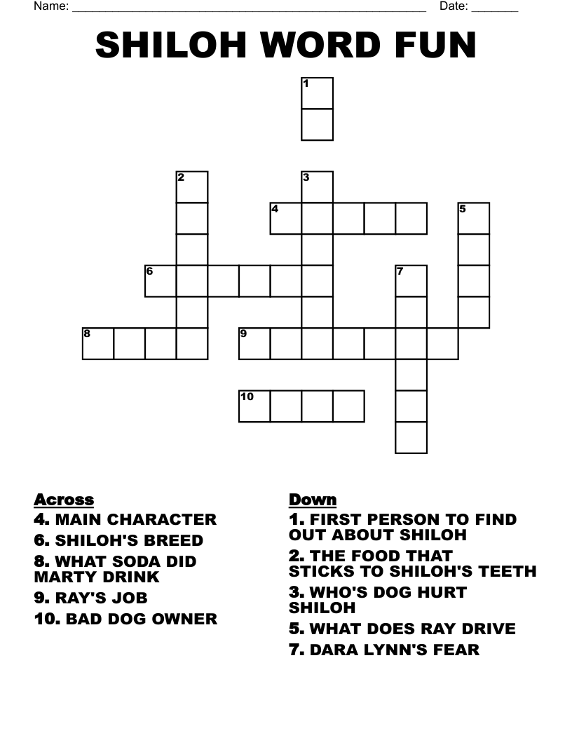 SHILOH WORD FUN Crossword