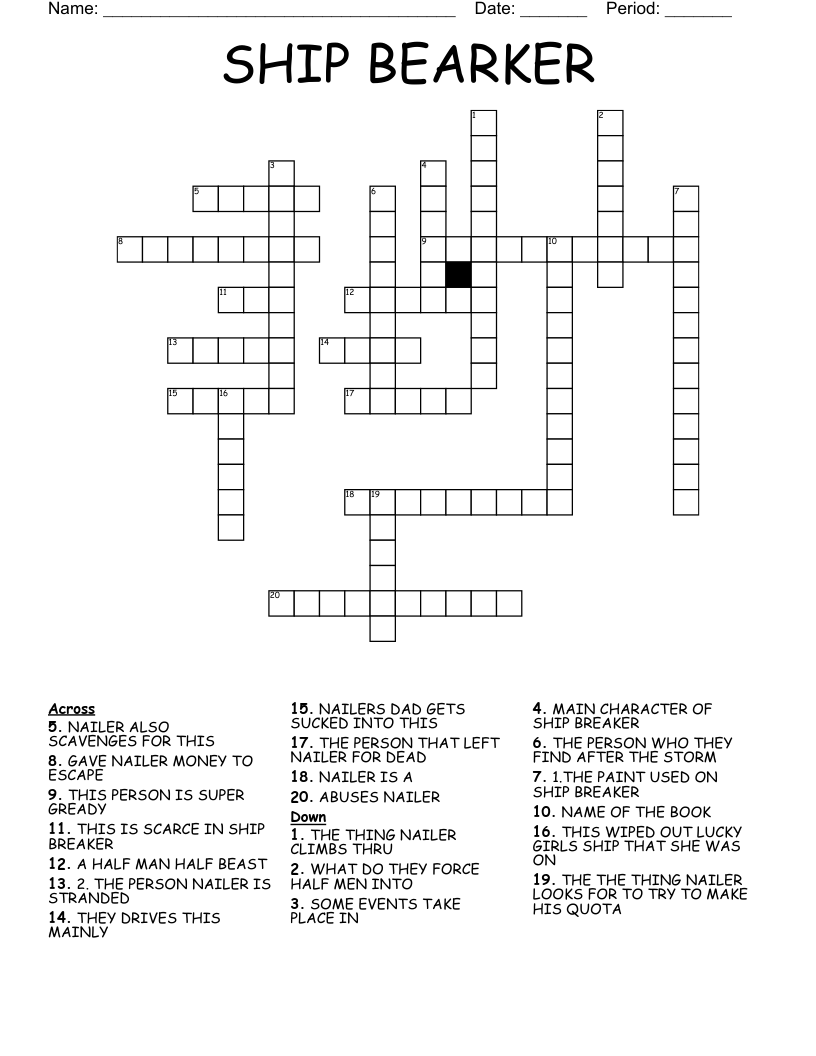 SHIP BEARKER Crossword