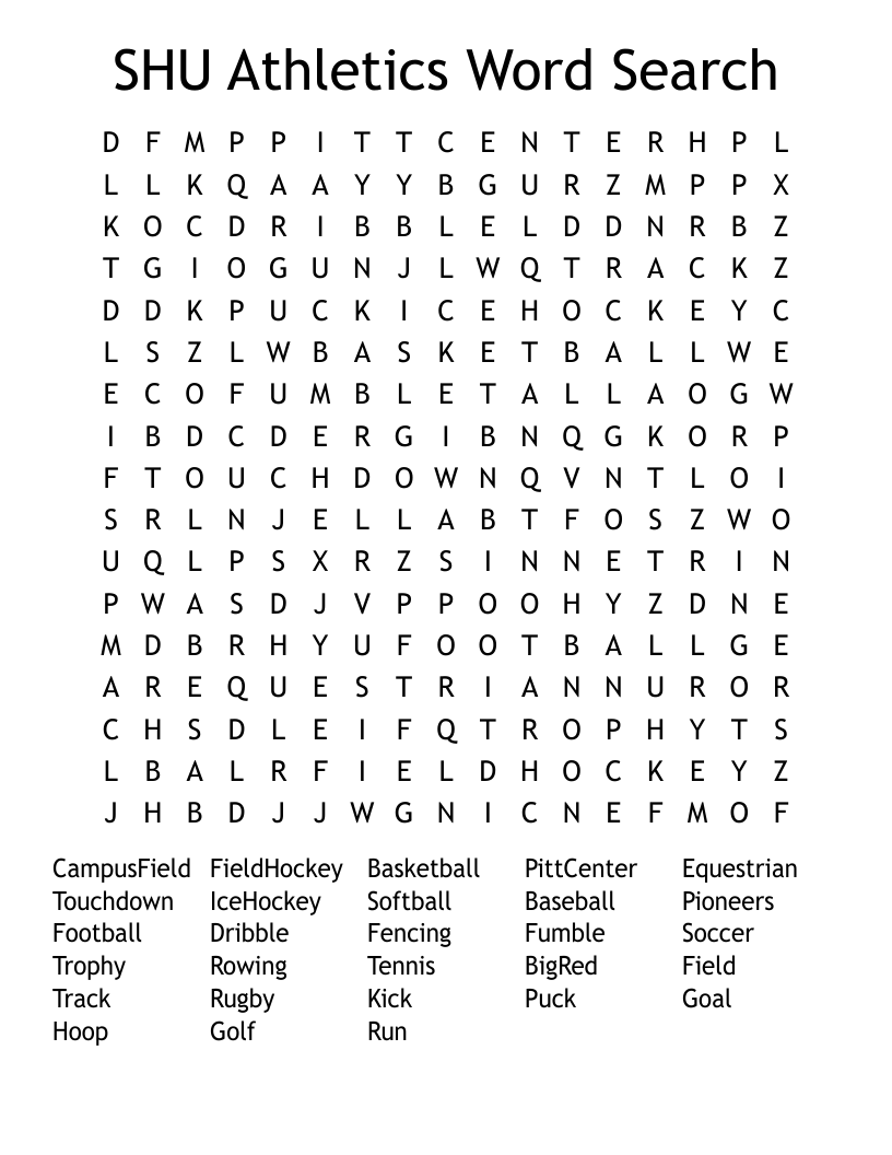 SHU Athletics Word Search