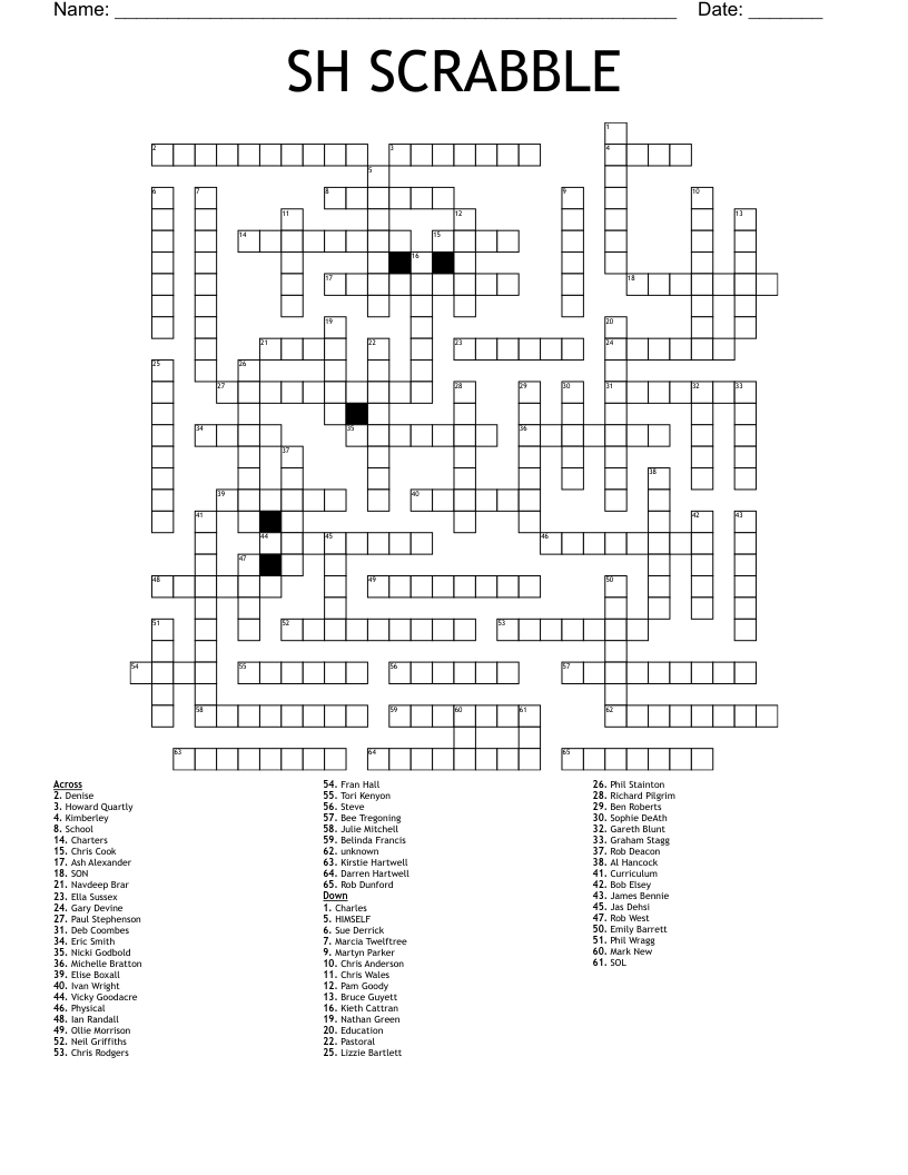 SH SCRABBLE Crossword