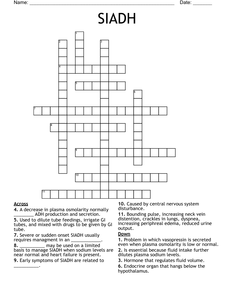 SIADH Crossword