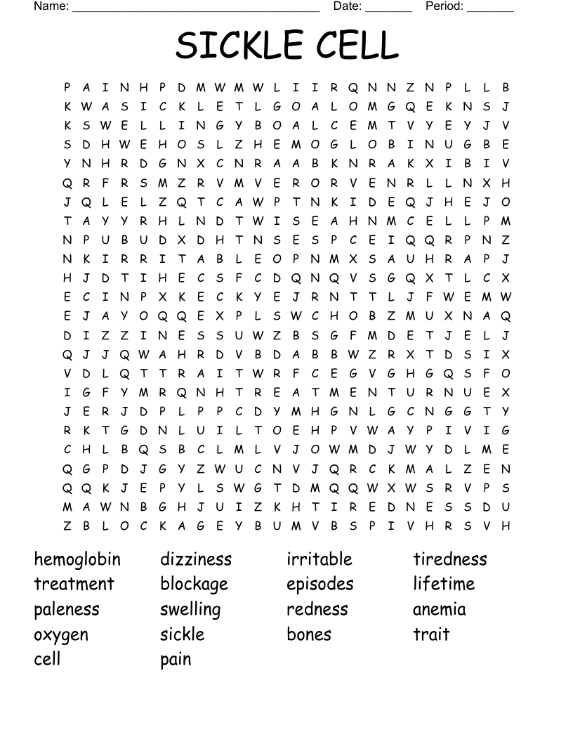 SICKLE CELL Word Search