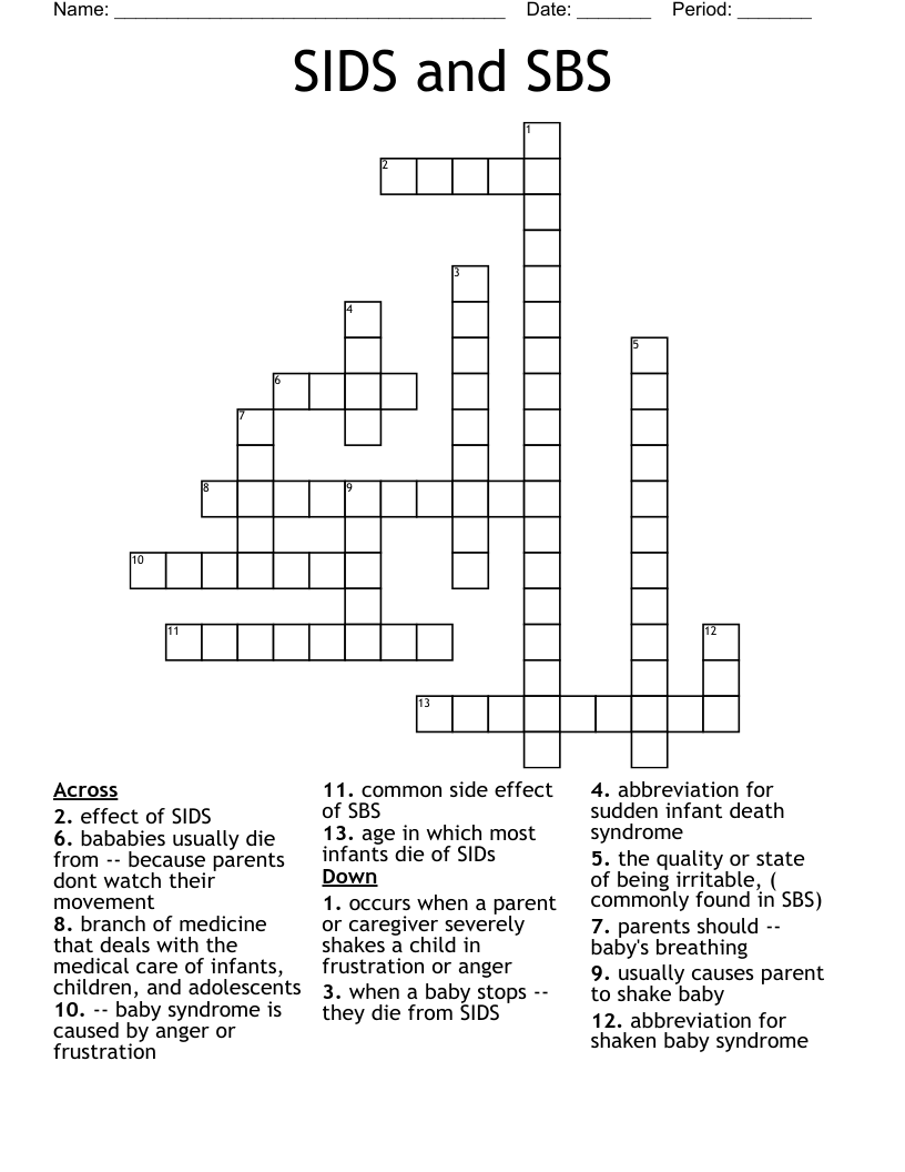 SIDS and SBS Crossword