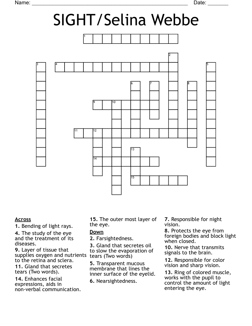 SIGHT/Selina Webbe Crossword