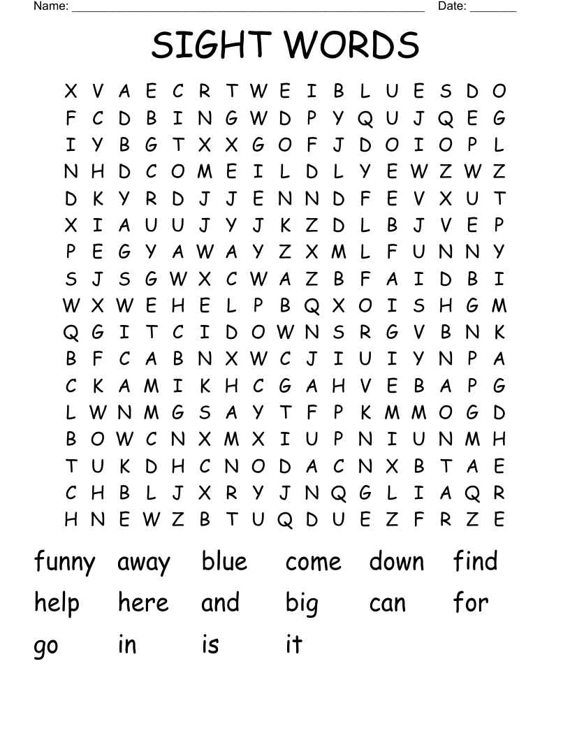 SIGHT WORDS Word Search