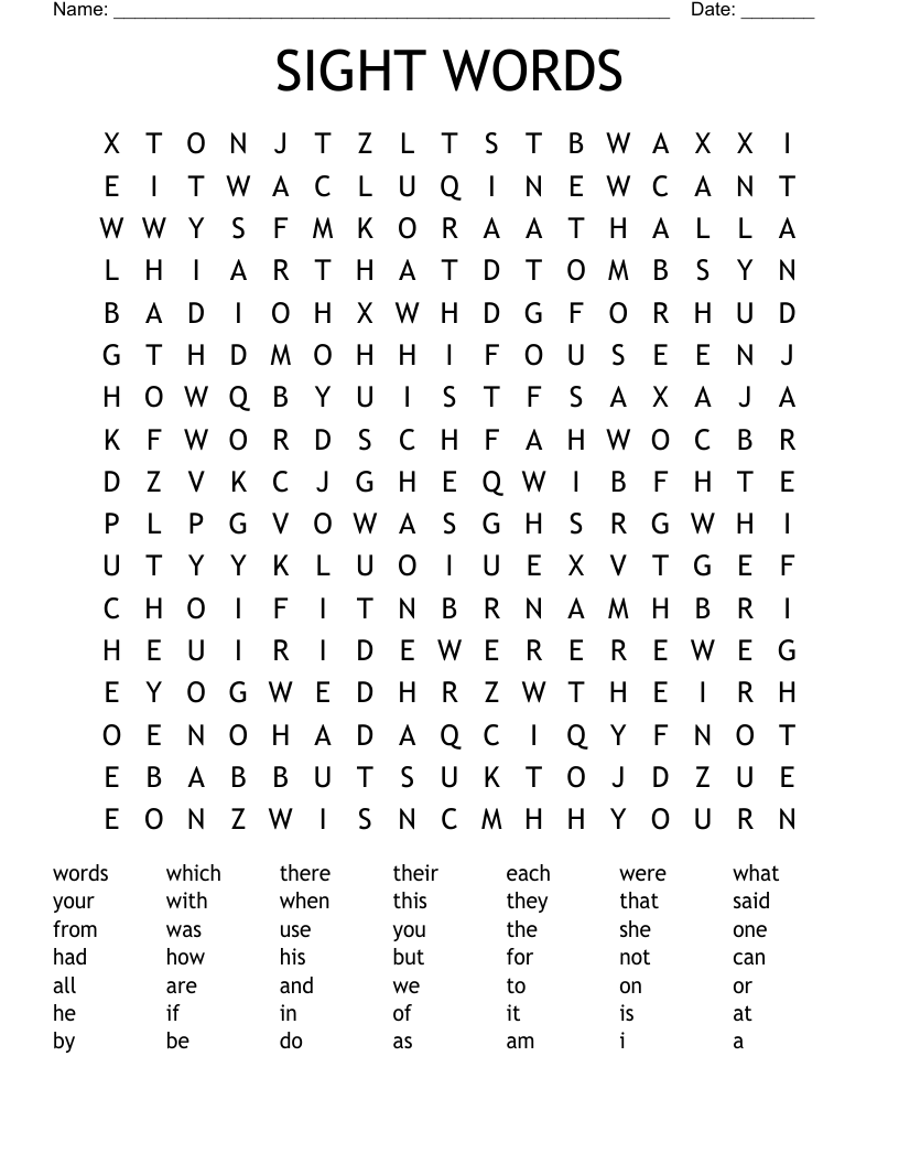 SIGHT WORDS Word Search