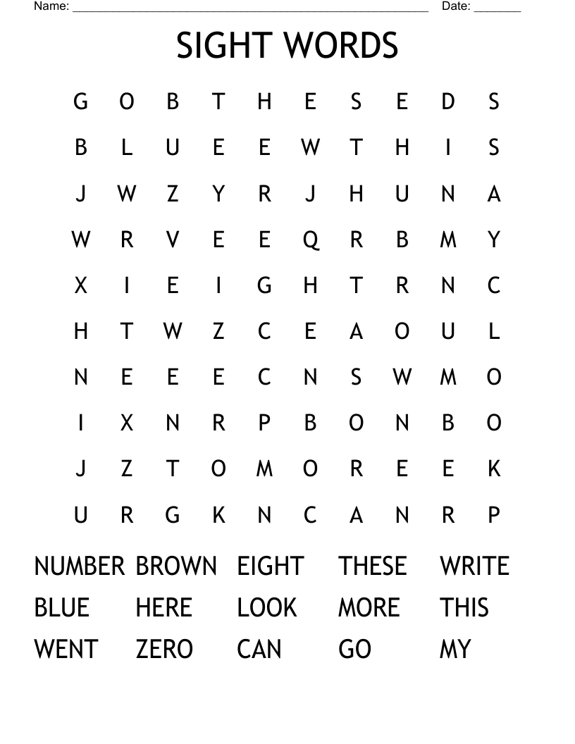 SIGHT WORDS Word Search