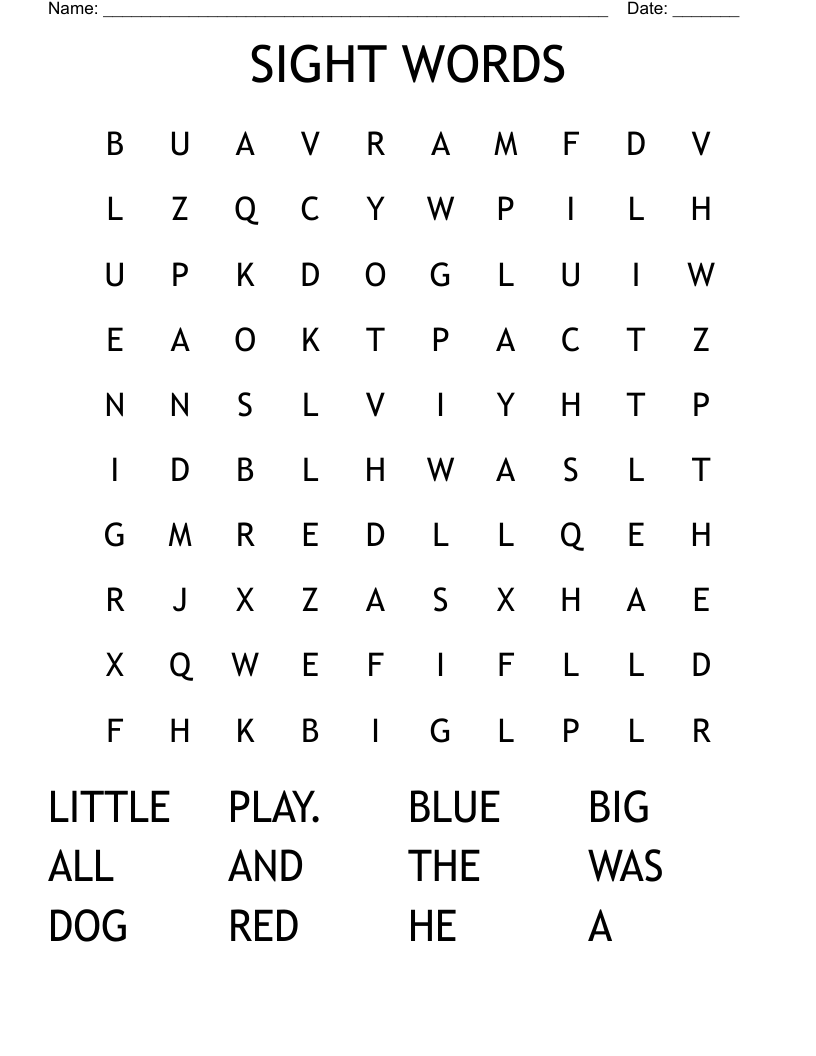 SIGHT WORDS Word Search