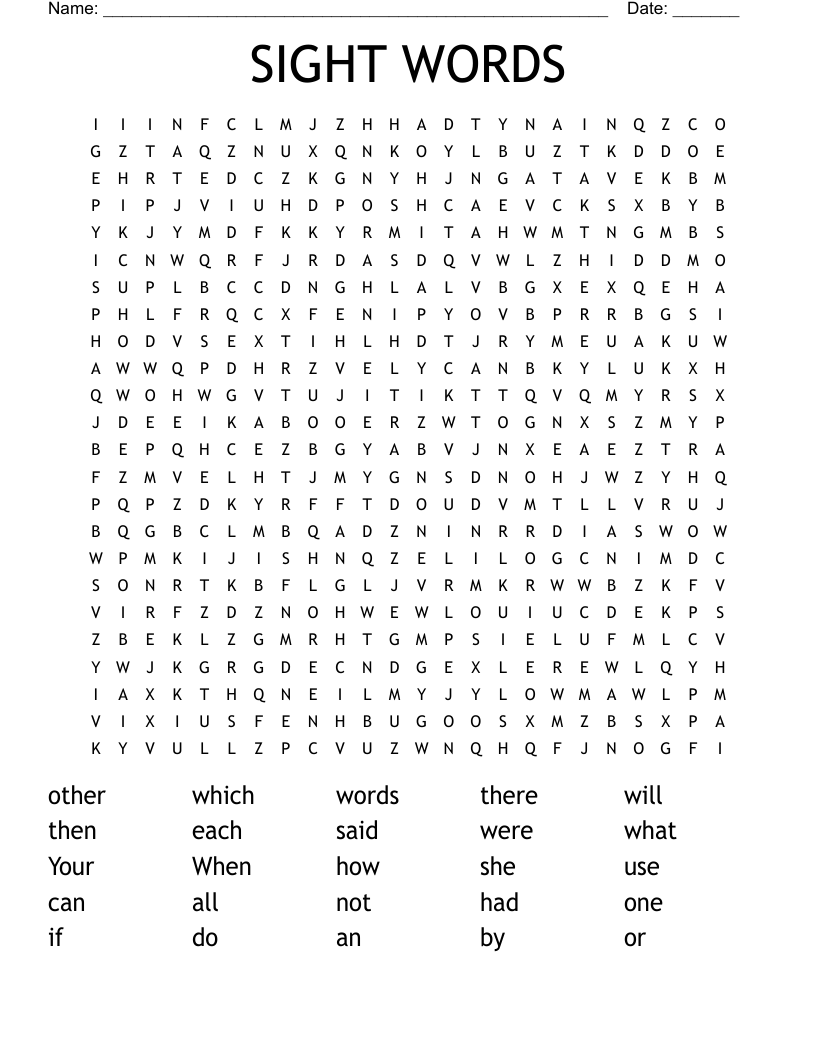 SIGHT WORDS Word Search