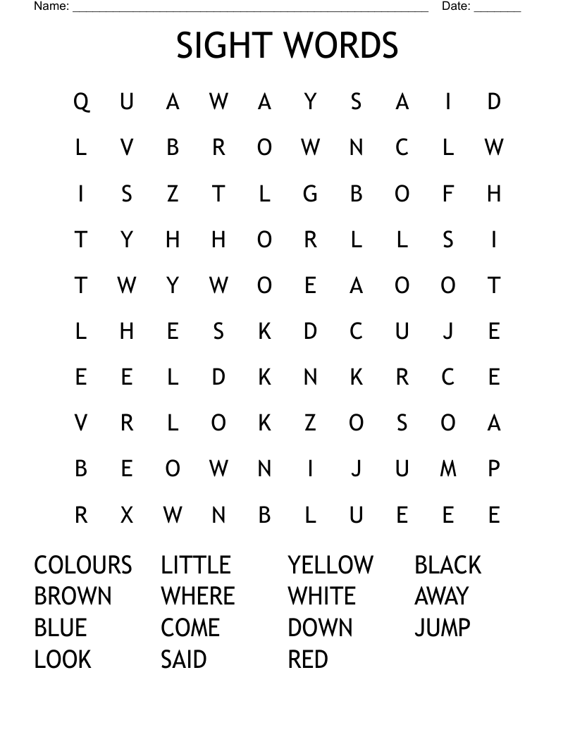 SIGHT WORDS Word Search