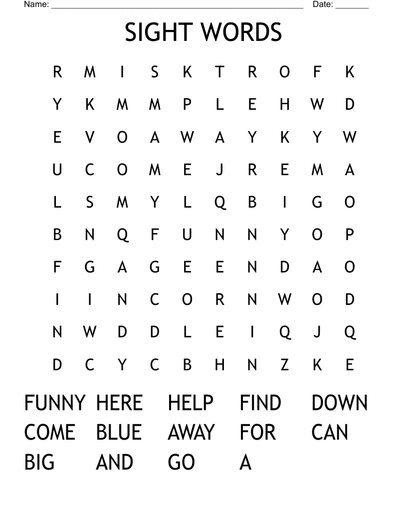 SIGHT WORDS Word Search