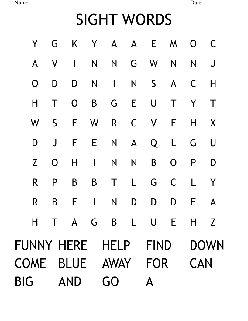 SIGHT WORDS Word Search