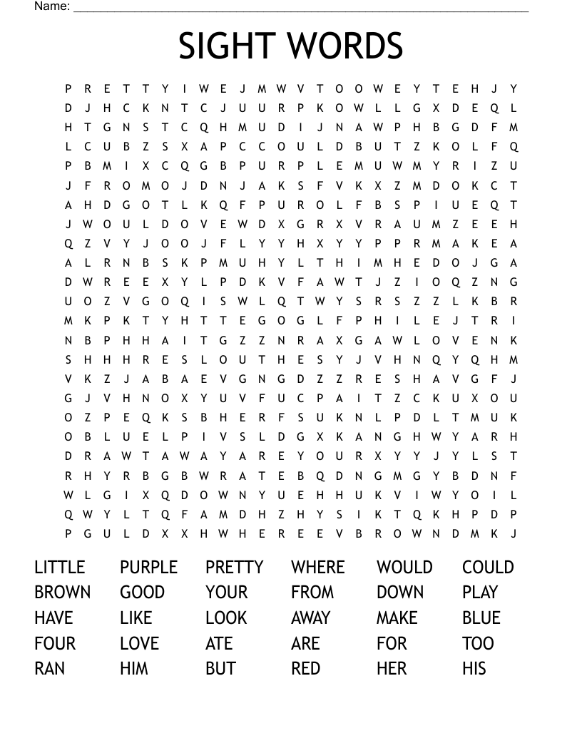 SIGHT WORDS Word Search