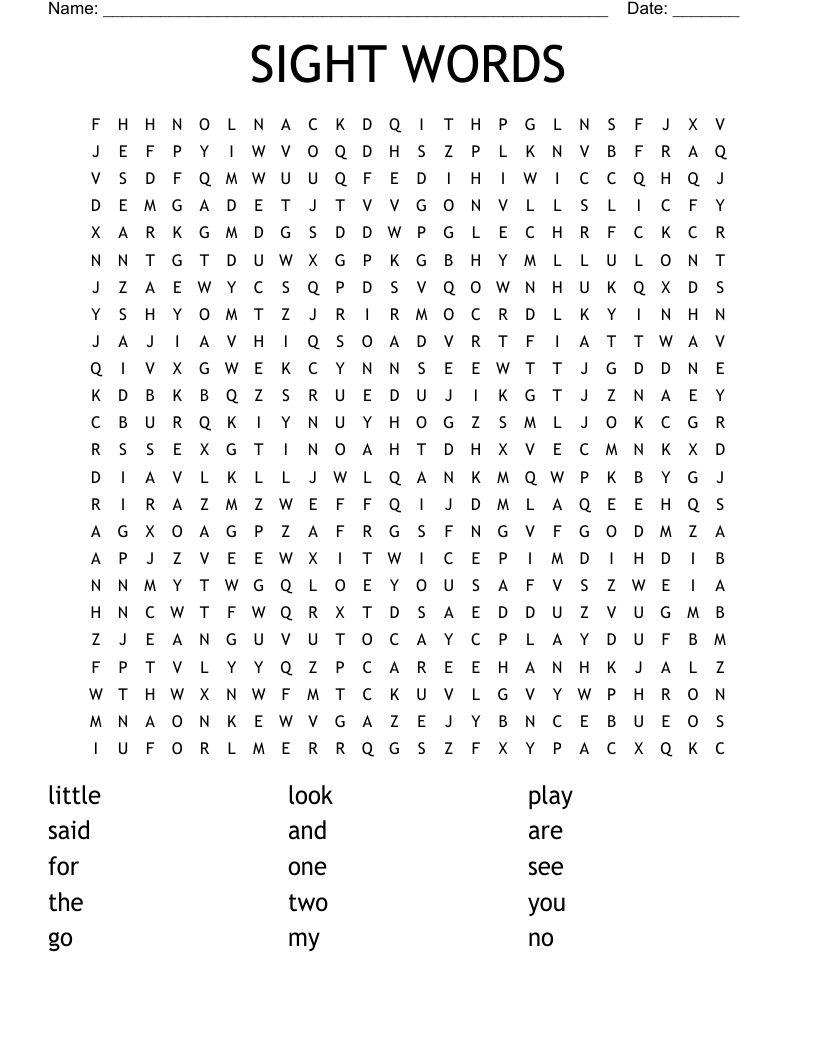 SIGHT WORDS Word Search