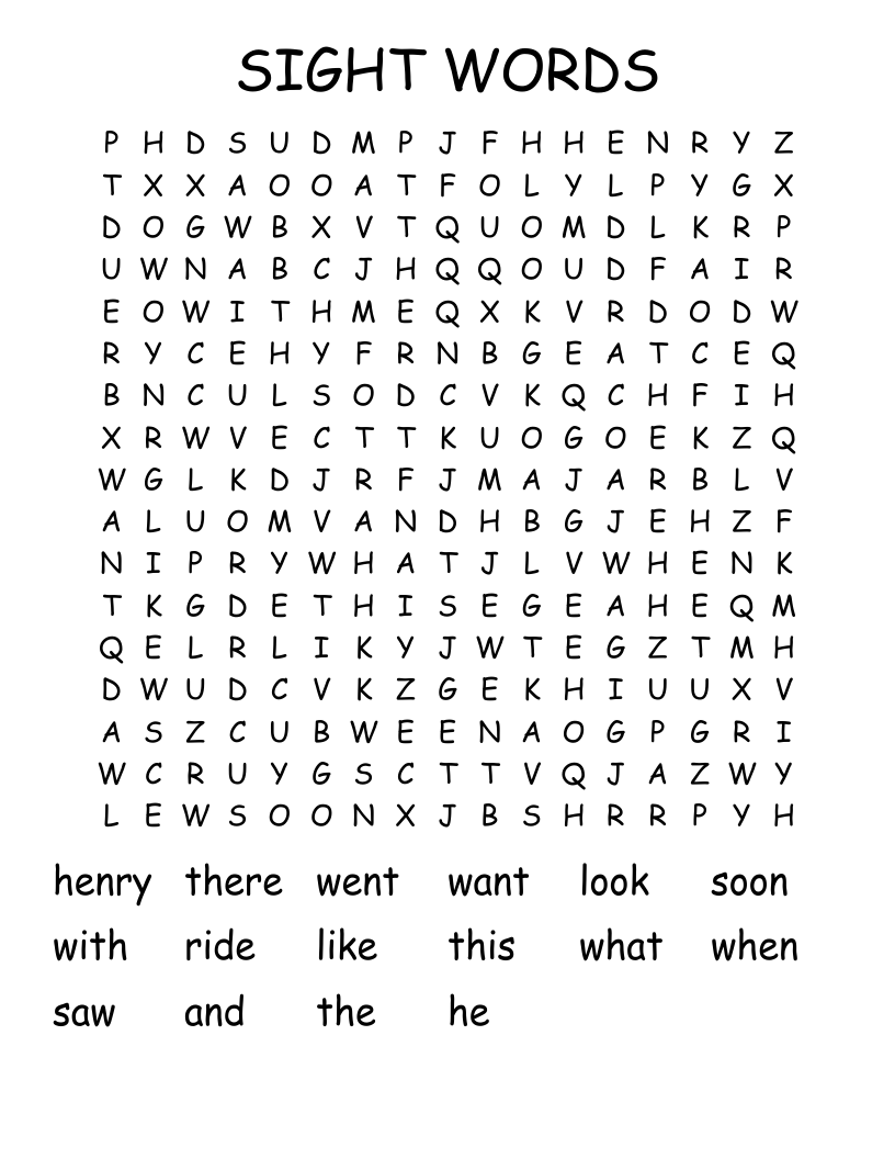 SIGHT WORDS Word Search
