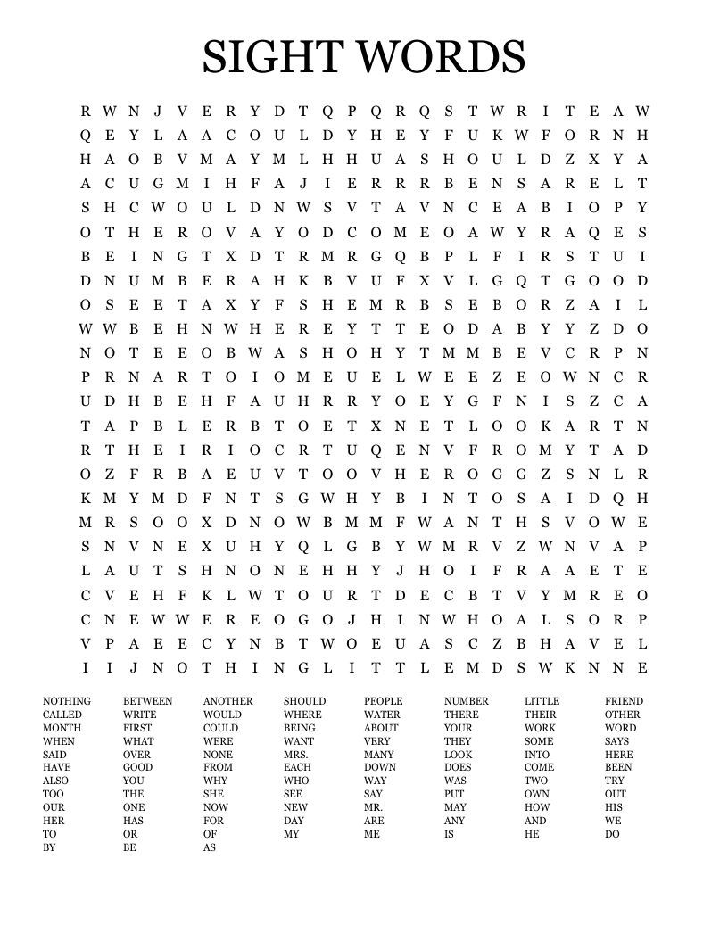 SIGHT WORDS Word Search