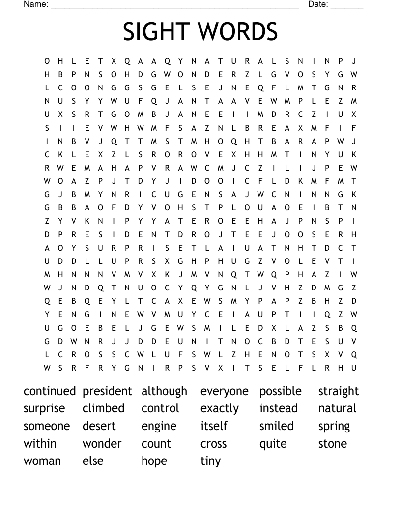 SIGHT WORDS Word Search