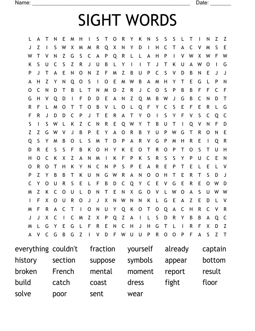 SIGHT WORDS Word Search