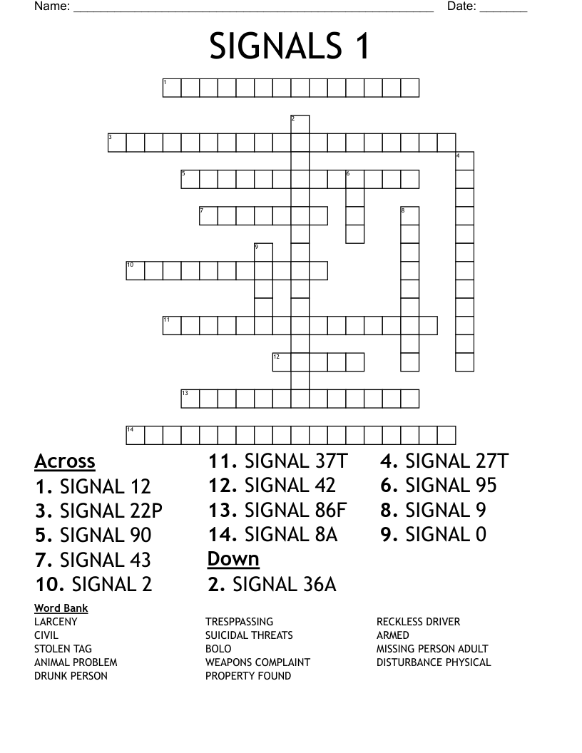 SIGNALS 1 Crossword