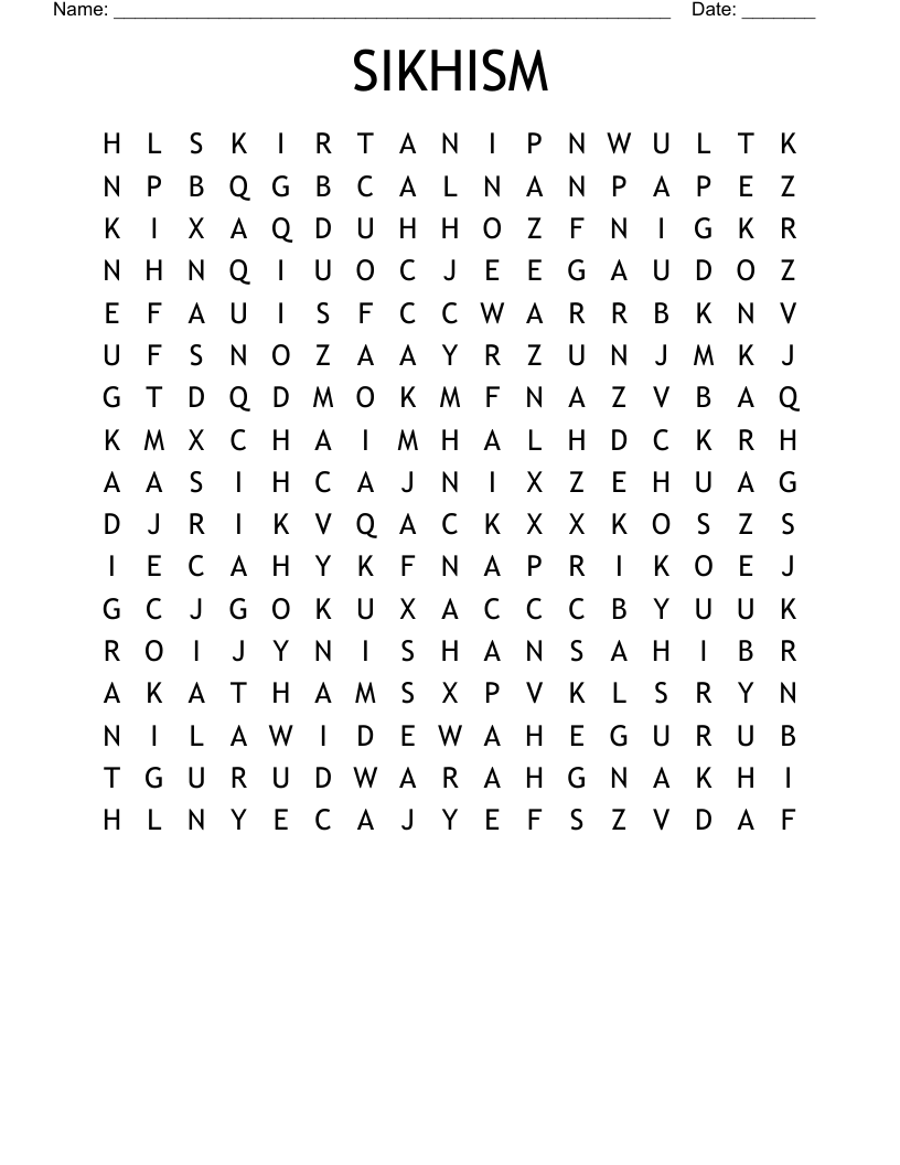 SIKHISM  Word Search