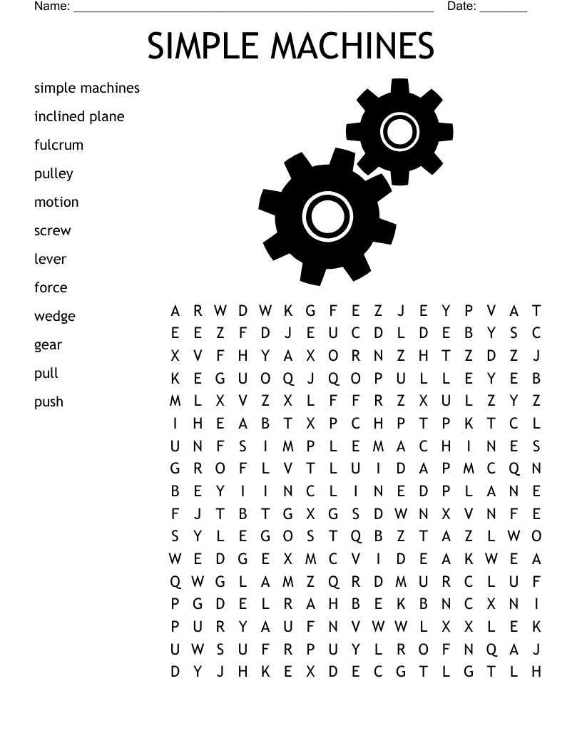 SIMPLE MACHINES Word Search