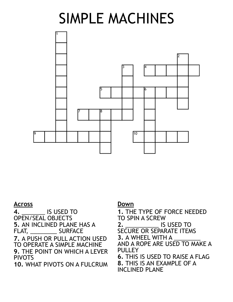 SIMPLE MACHINES Crossword