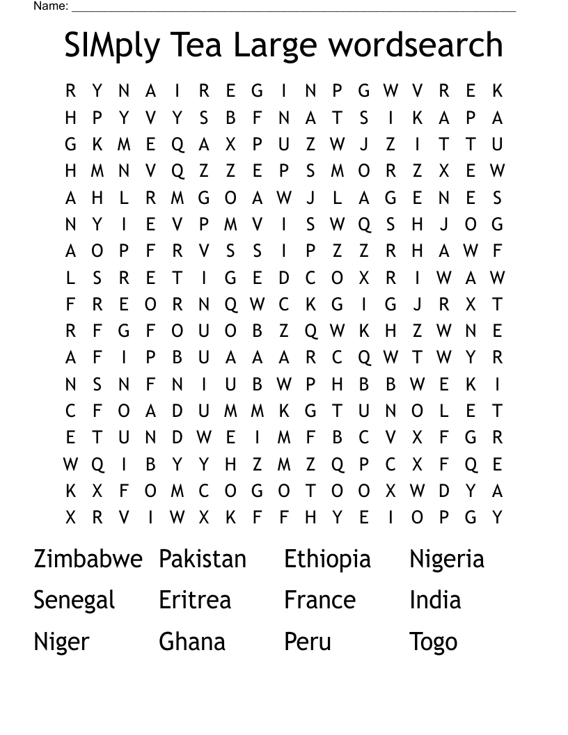 SIMply Tea Large wordsearch 