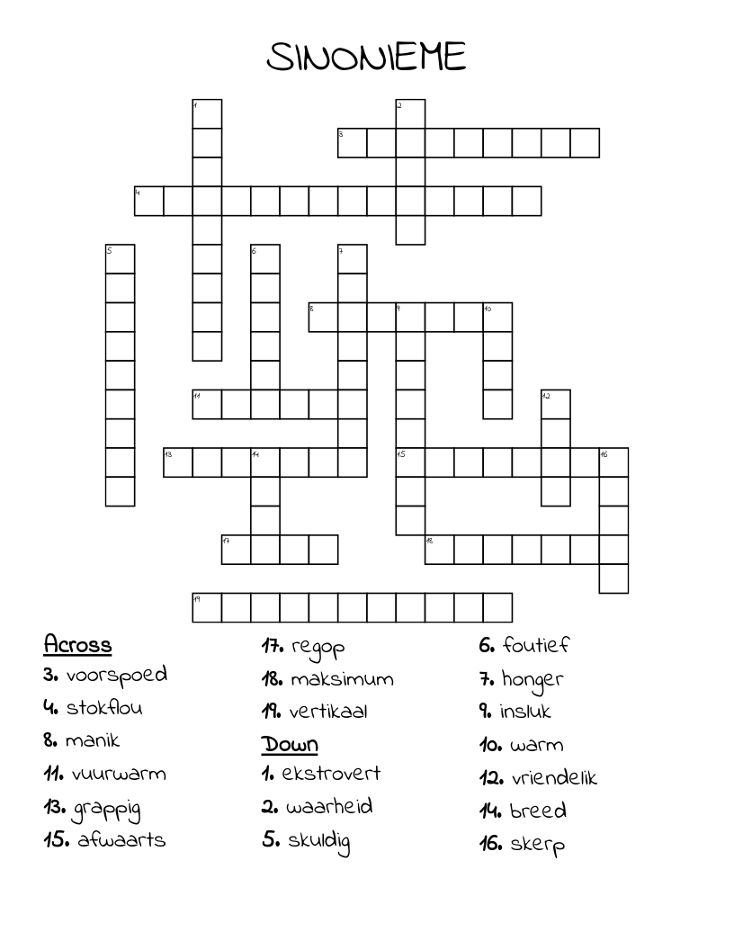 SINONIEME Crossword