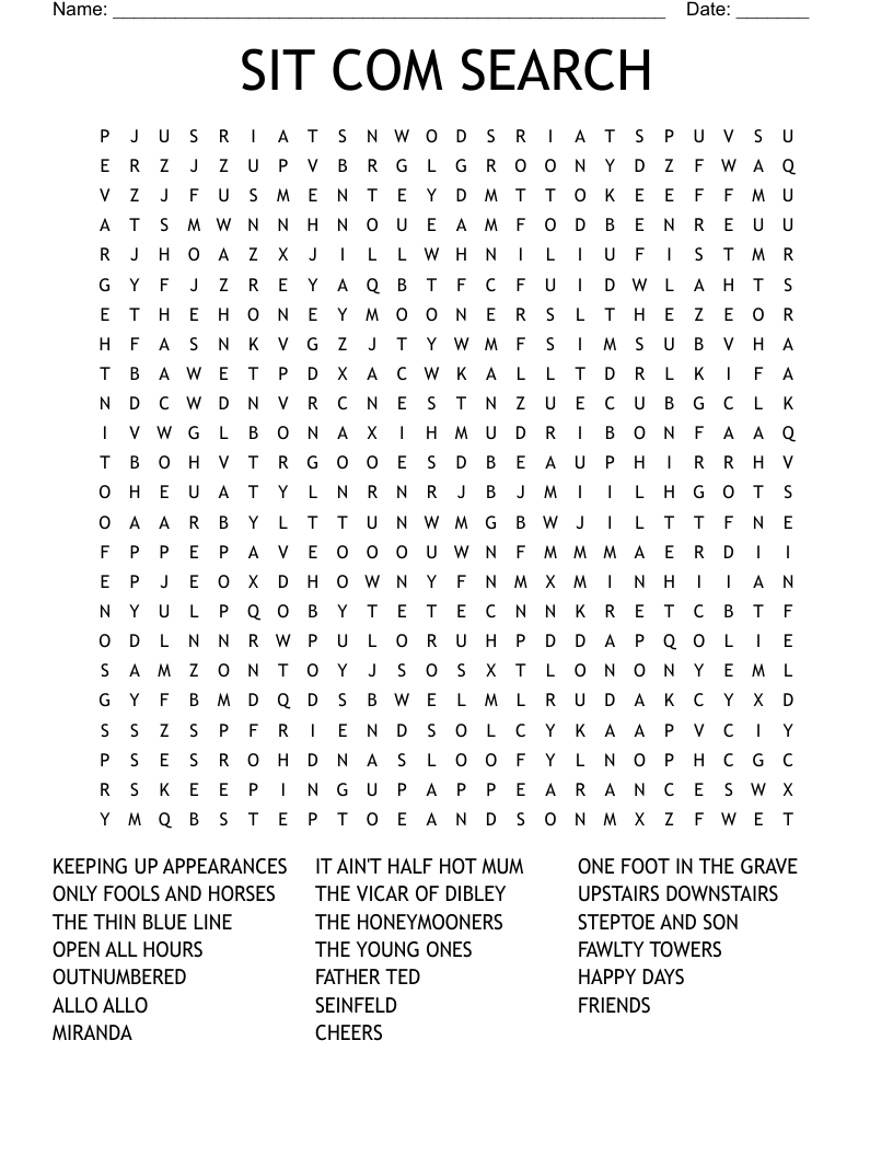 SIT COM SEARCH Word Search