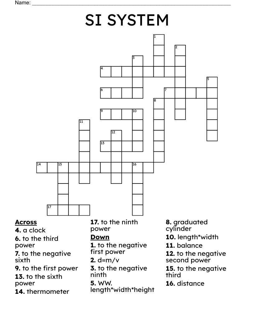 SI SYSTEM Crossword