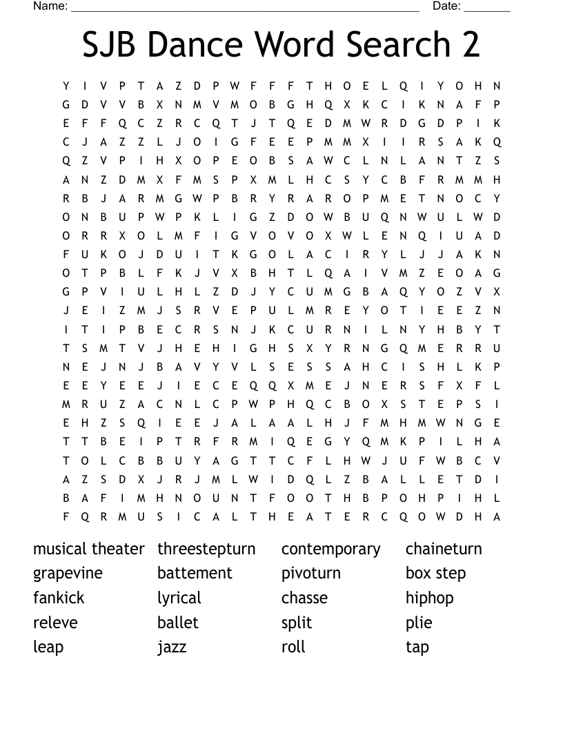 SJB Dance Word Search 2
