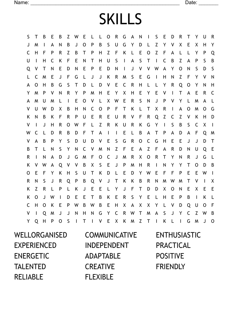 SKILLS  Word Search