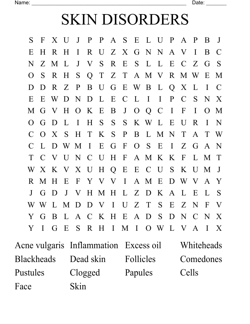 SKIN DISORDERS Word Search