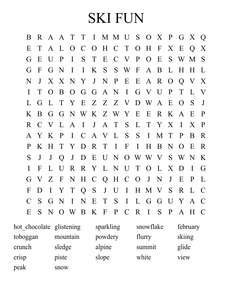 SKI FUN Word Search