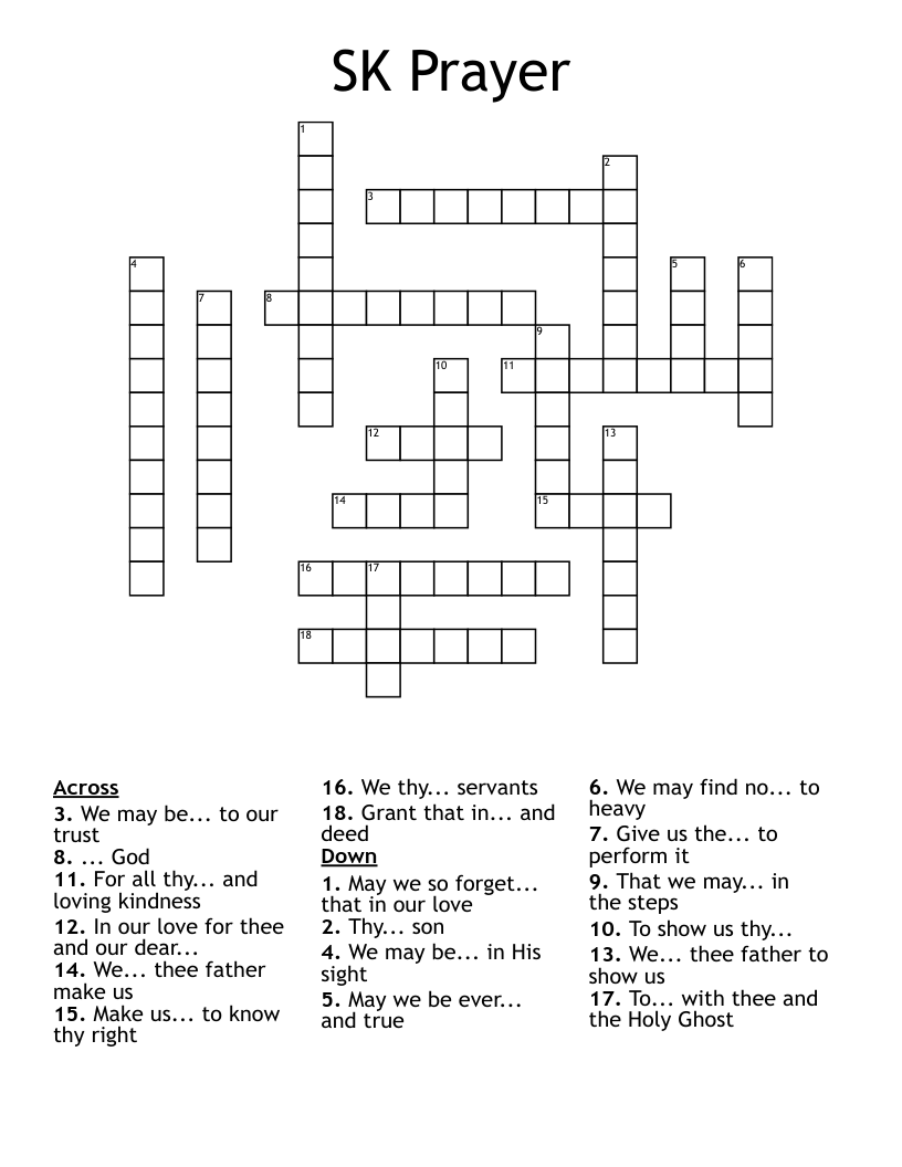 SK Prayer Crossword