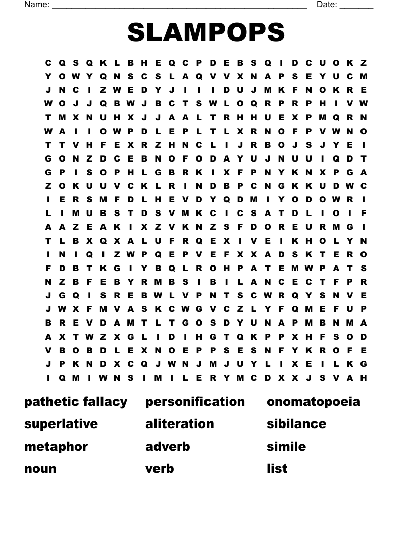 SLAMPOPS Word Search