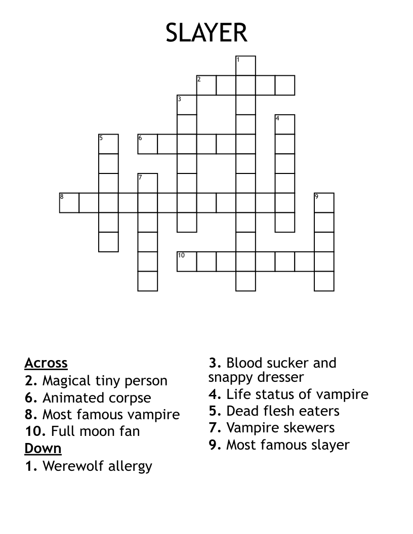 SLAYER Crossword