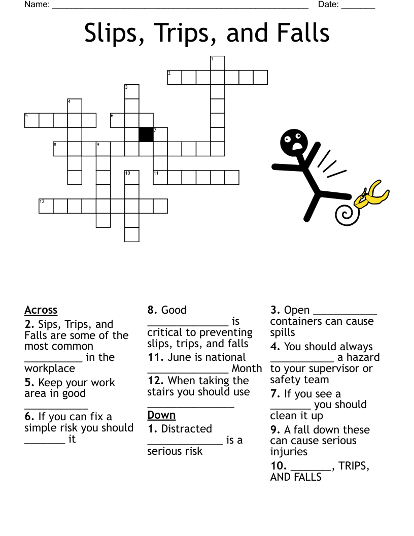 Slips, Trips, and Falls Crossword