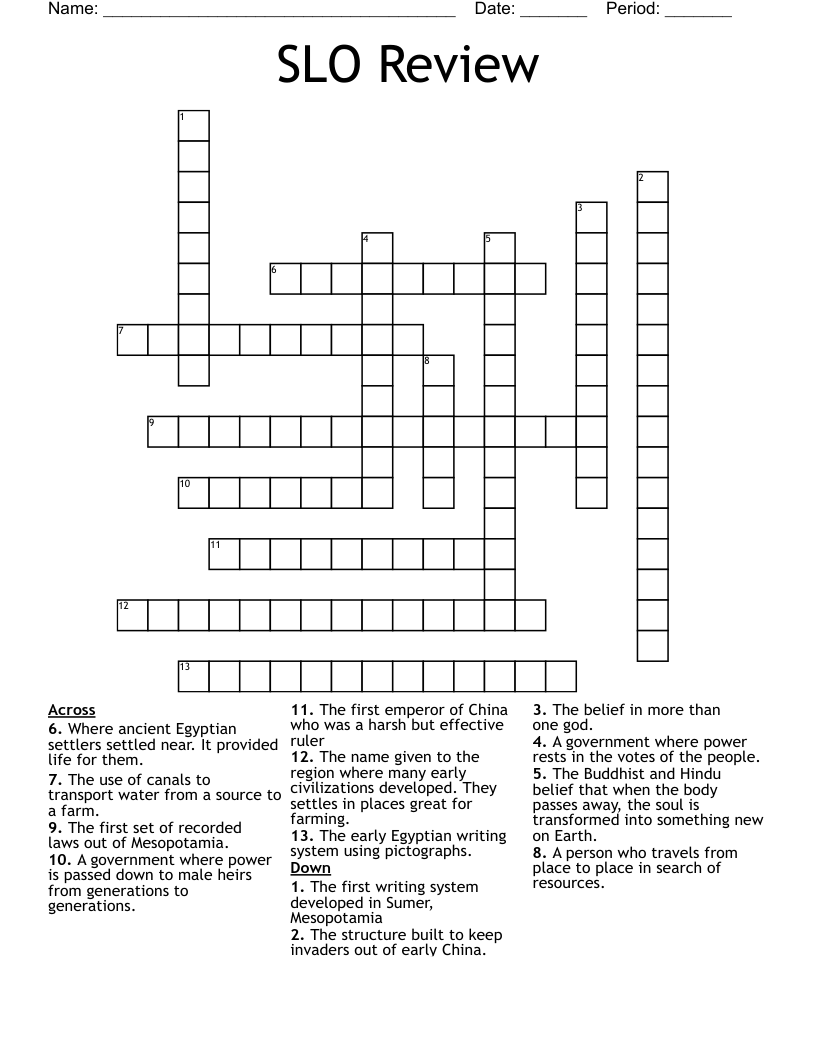 SLO Review Crossword