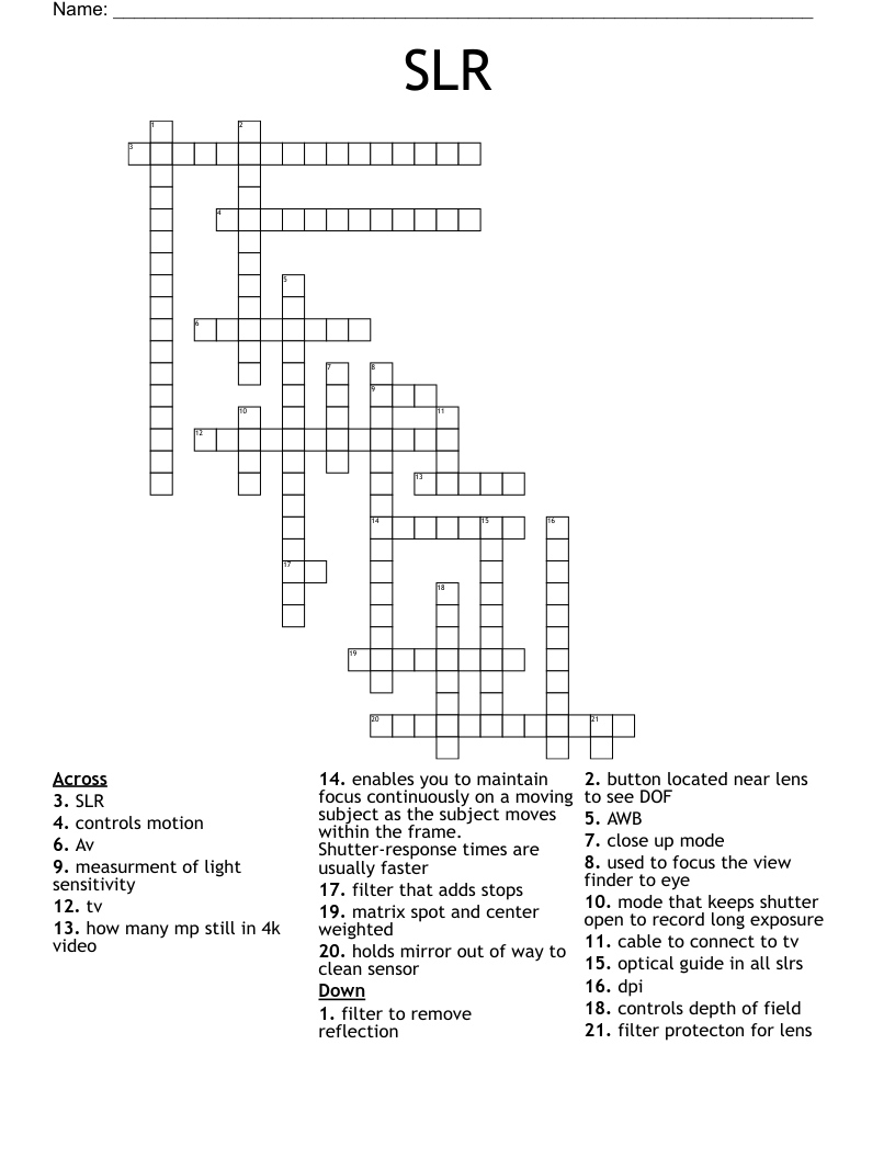 SLR Crossword