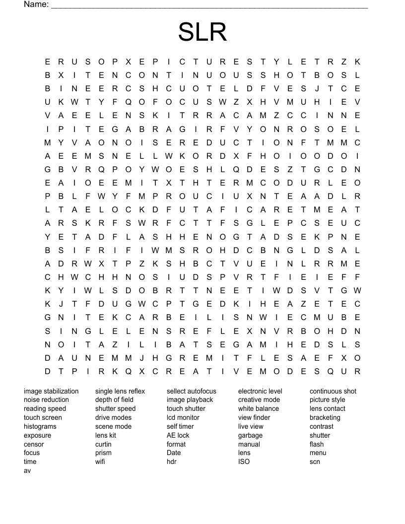 SLR  Word Search