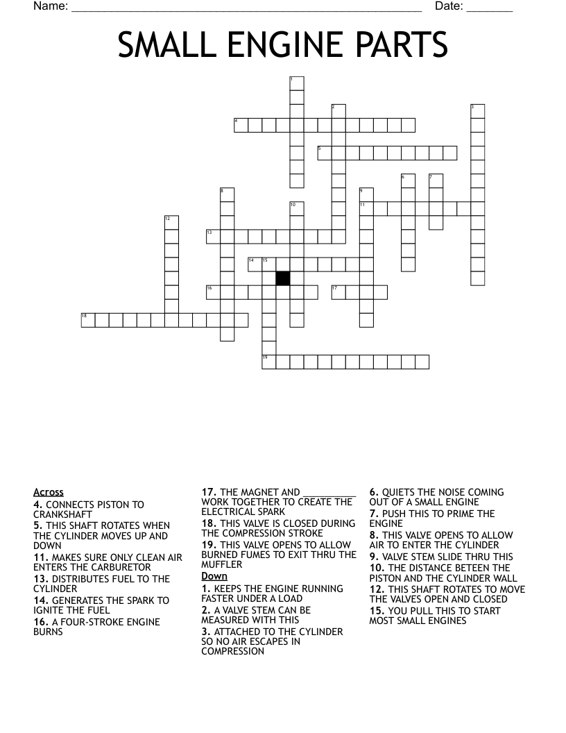SMALL ENGINE PARTS Crossword