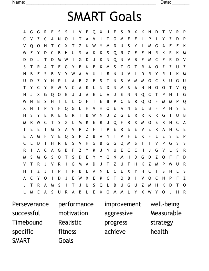 SMART Goals  Word Search